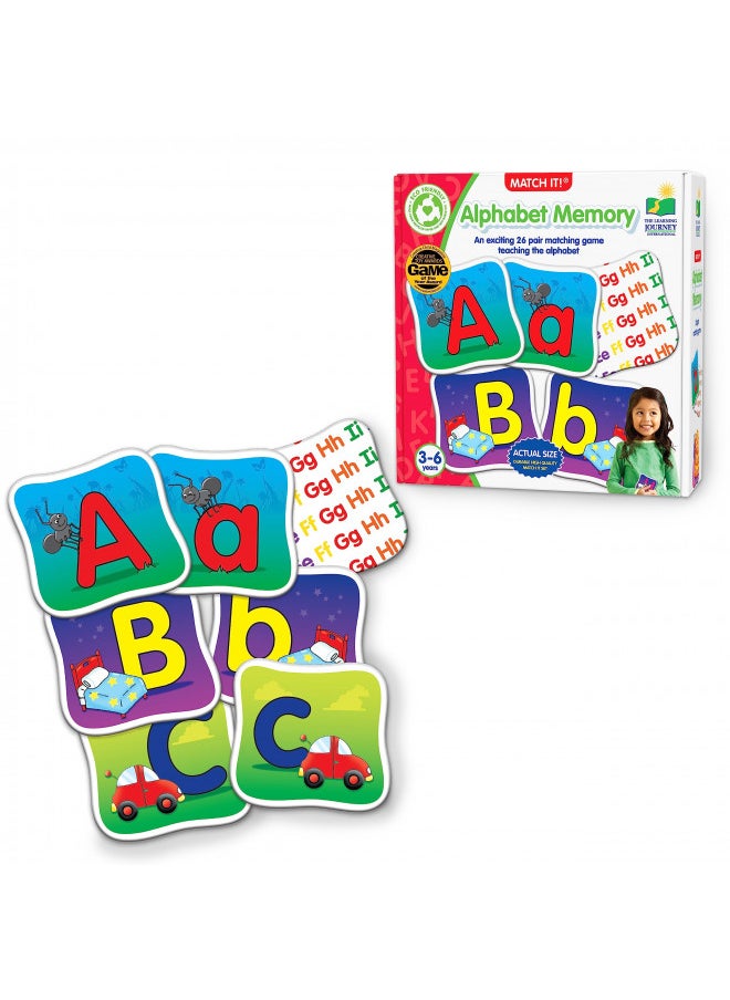 The Learning Journey: Match It! Memory - Alphabet - Capital and Lowercase Letter Matching Game with 26 Matching Pairs - Memory Games for Kids 3 and Up - Award Winning Toys