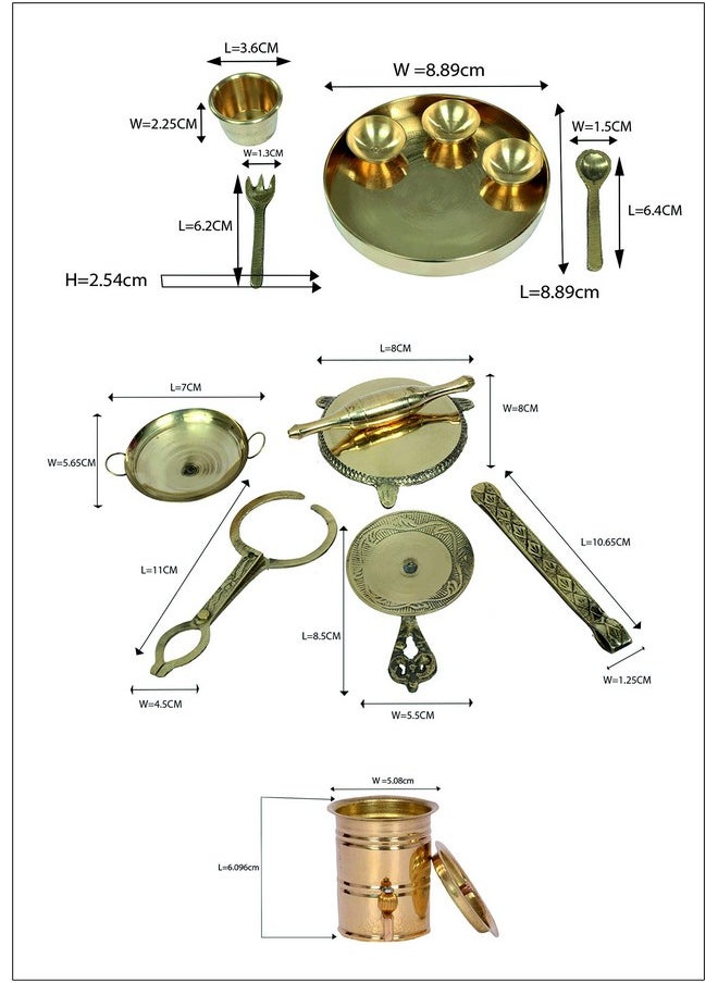 Brass Miniature Kitchen Set - Traditional Indian Pretend Playset | Vintage Cooking Collectible | Perfect Handcrafted Gift | Metal Toy Utensils | Home Decor | Bhatukali Classic Showpiece |