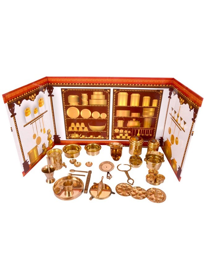 Brass Miniature Kitchen Set - Traditional Indian Pretend Playset | Vintage Cooking Collectible | Perfect Handcrafted Gift | Metal Toy Utensils | Home Decor | Bhatukali Classic Showpiece |