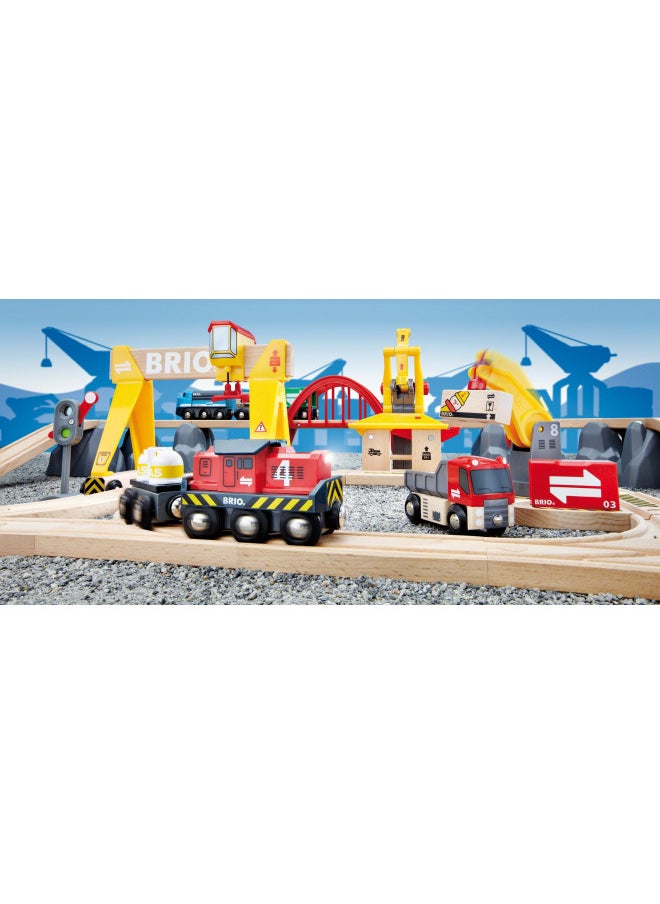 BRIO 33097 Cargo Railway Deluxe Set | 54 Piece Train Toy with Accessories and Wooden Tracks for Kids Age 3 and Up,Multi