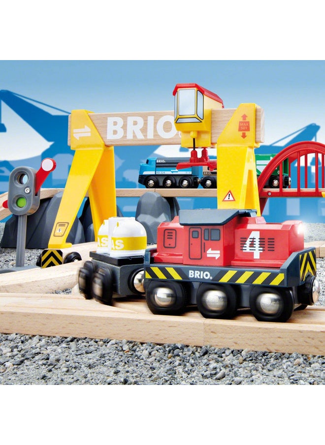 BRIO 33097 Cargo Railway Deluxe Set | 54 Piece Train Toy with Accessories and Wooden Tracks for Kids Age 3 and Up,Multi