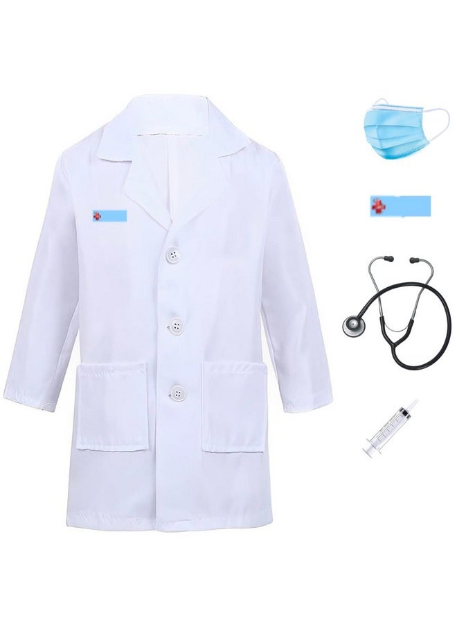 Doctor Dress For Girls And Boys With Strethoscope, Mask, Syringe And Name Badge (4-5 Years)