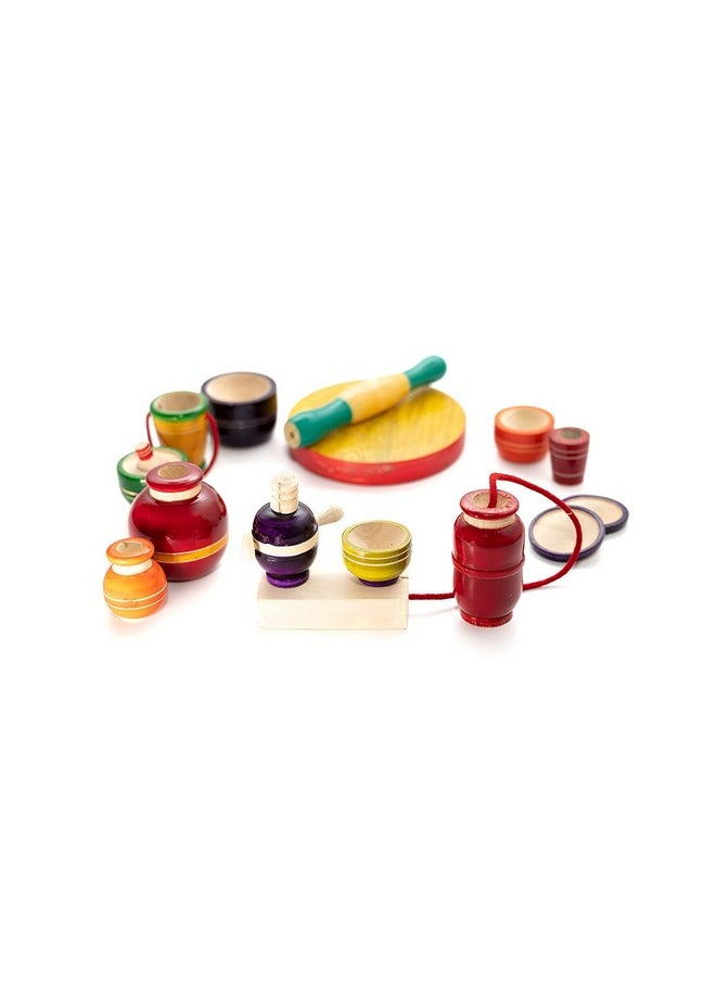 Colorful Wooden Kitchen Set For Little Boys And Girls Pretend And Play Toyset For Kids