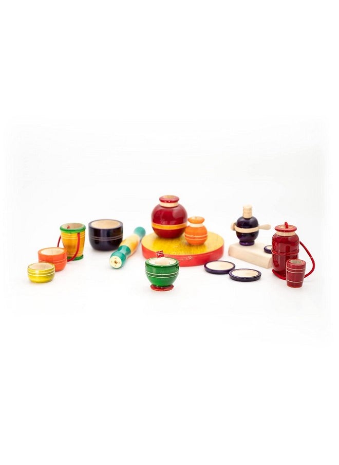 Colorful Wooden Kitchen Set For Little Boys And Girls Pretend And Play Toyset For Kids