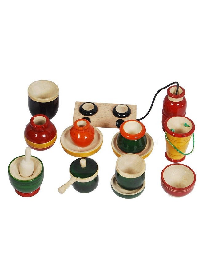 Colorful Wooden Kitchen Set For Little Boys And Girls Pretend And Play Toyset For Kids