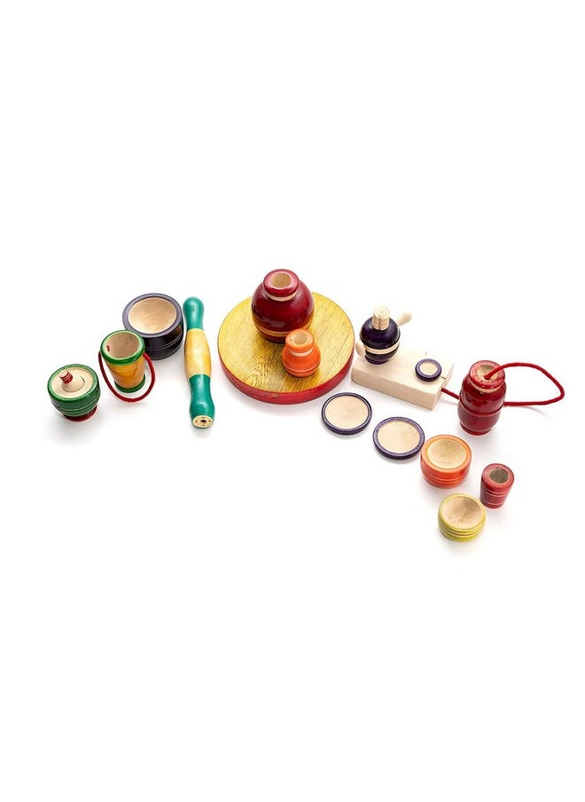 Colorful Wooden Kitchen Set For Little Boys And Girls Pretend And Play Toyset For Kids