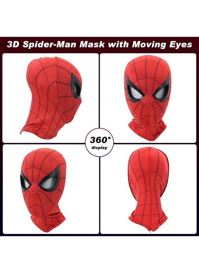 � 3D Spider-Man Mask With Moving Eyes, Jaw Motion Activated Blinking Eyelid Spider-Man Head Cover, Spiderman Masks Spider Man Cosplay Costumes Mask For Adult Kids Halloween Masquerade Cosplay