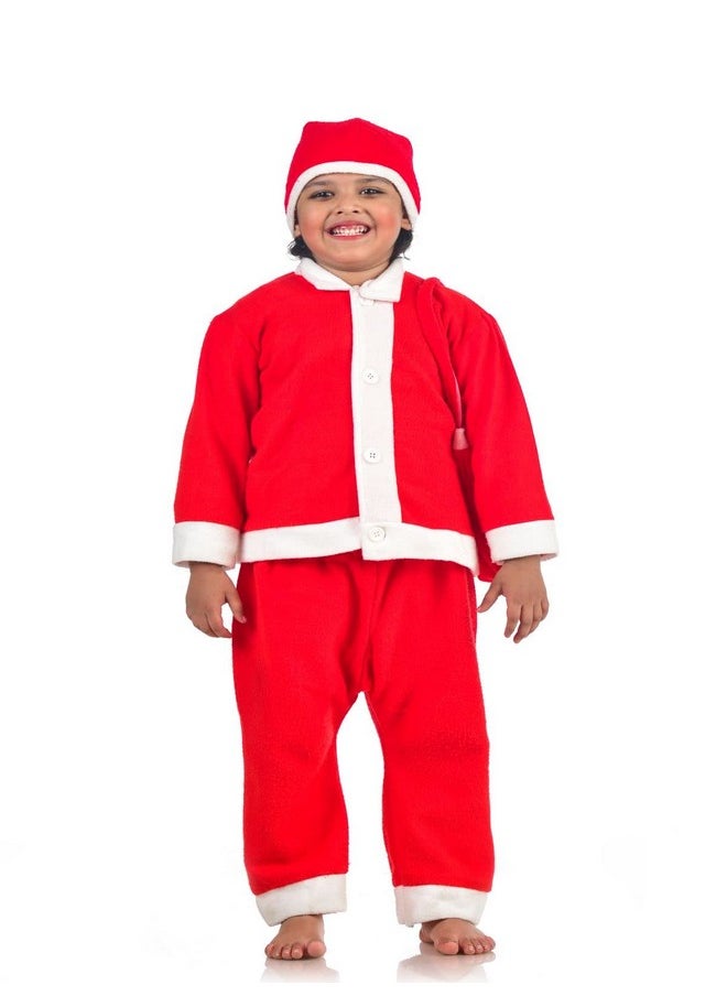 Santa Claus Dress Set Of 4 (Jacket, Bottom, Bag, & Cap) Kids & Adults Christmas Costume 7-8 Years