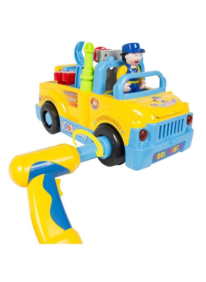 Construction Tool Truck With Drill And Tools, Light And Music, Bump And Go Action Toy For Kids Boys & Girls - 36M+