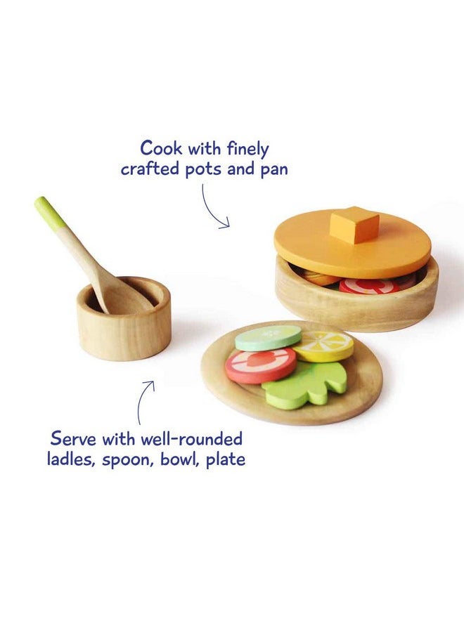 Wooden Cooking Set For Lil Chef'S- 16 Pieces (3 Years+) | Multicolor | Eco Friendly | Safe & Non Toxic | No Plastic