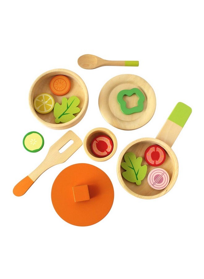 Wooden Cooking Set For Lil Chef'S- 16 Pieces (3 Years+) | Multicolor | Eco Friendly | Safe & Non Toxic | No Plastic