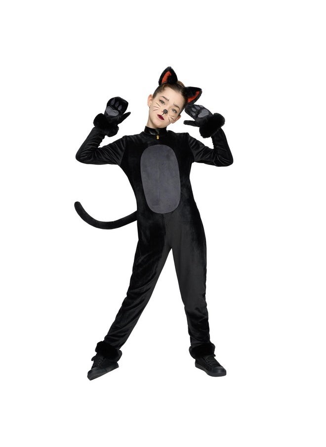 Black Cat Costume Girls, Halloween Black Cat Plush Costume, Toddler Cat Halloween Costume For Kids Role Play Themed Parties,M