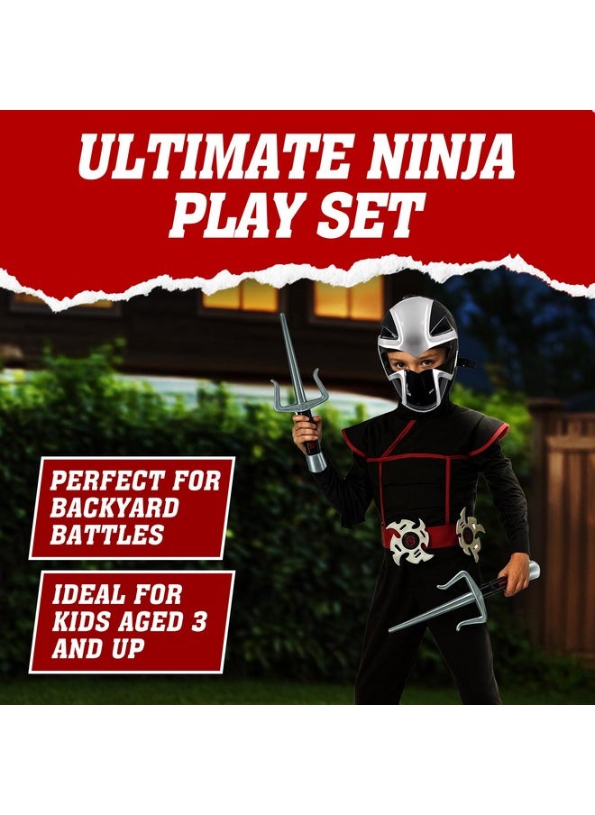 Ninja Warrior Toy Weapons Role Playset - Kids Pretend Play Dress Up Costume Accessories Set For Children Pretend Play Battles (Set 2)