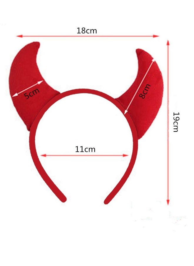 Red Devil Costume Accessories Set Devil Horn Headband Tail Bowtie Costume Kit For Halloween Masquerade Carnival Birthday Party Cosplay