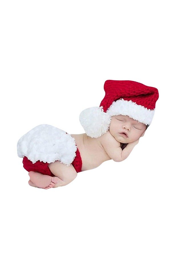 Christmas Santa Clause Christmas Shorts N Cap Costum Set Newborn Photography Shoot Props Costume Red