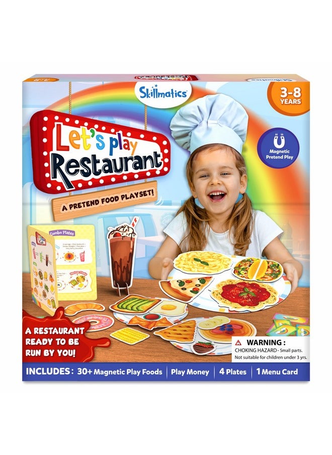 Pretend Play Playset - Restaurant Playset, 30+ Magnetic Food Items For Child'S Play, Restaurant Toys, Back-To-School Kitchen Accessories, Gifts For Kids, Toddlers, Ages 3, 4, 5, 6, 7, 8