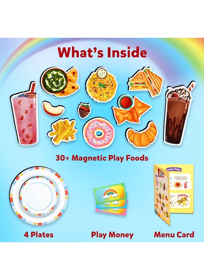 Pretend Play Playset - Restaurant Playset, 30+ Magnetic Food Items For Child'S Play, Restaurant Toys, Back-To-School Kitchen Accessories, Gifts For Kids, Toddlers, Ages 3, 4, 5, 6, 7, 8