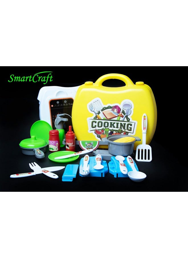 Ultimate Kid Chef Bring Along Kitchen Cooking Suitcase (27 Pieces) Luxury Kitchen Set Cooking Toy With Briefcase Kitchen Food Play Set For Girls & Boys (New)-Made In India