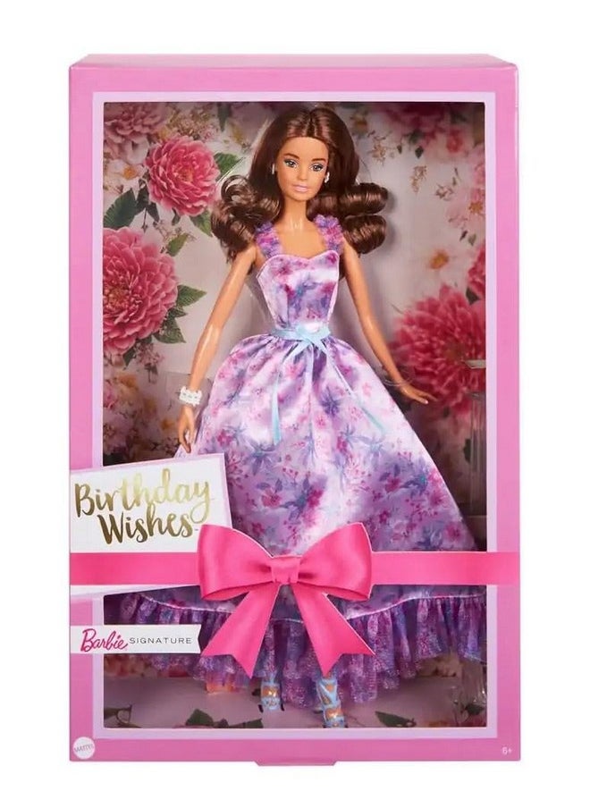 Signature Birthday Wishes Doll, Collectible In Satiny Lilac Dress With Wavy Brown Hair And Giftable Packaging