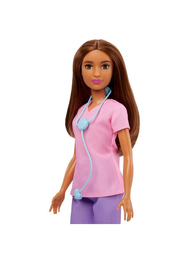 Nurse Blonde Petite Doll (12 Inches) With Scrubs Top & Pants Set, White Shoes & Stethoscope Accessory, Great Gift For Ages 3 Years Old & Up