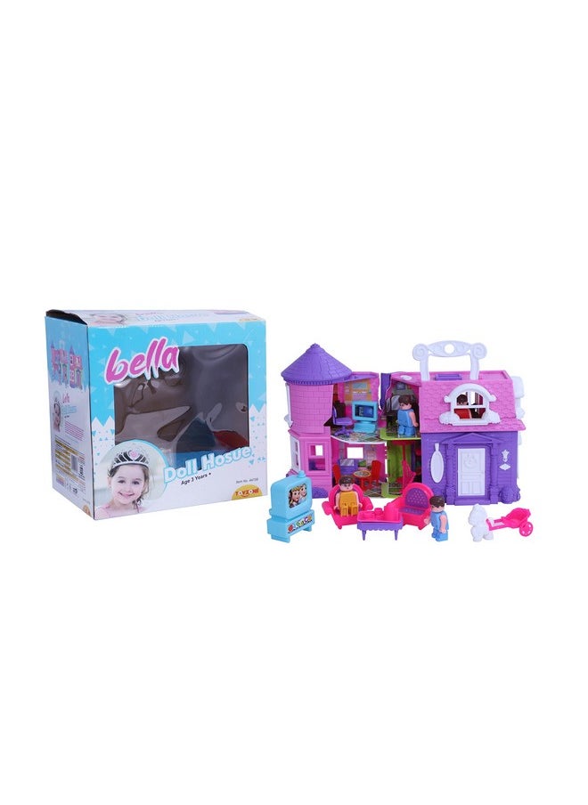 Toyzone Bella Doll House-44758 | Role Play Set | Doll House With Equipped Room | Doll House Play Set For Kids | For Kids Age 3+