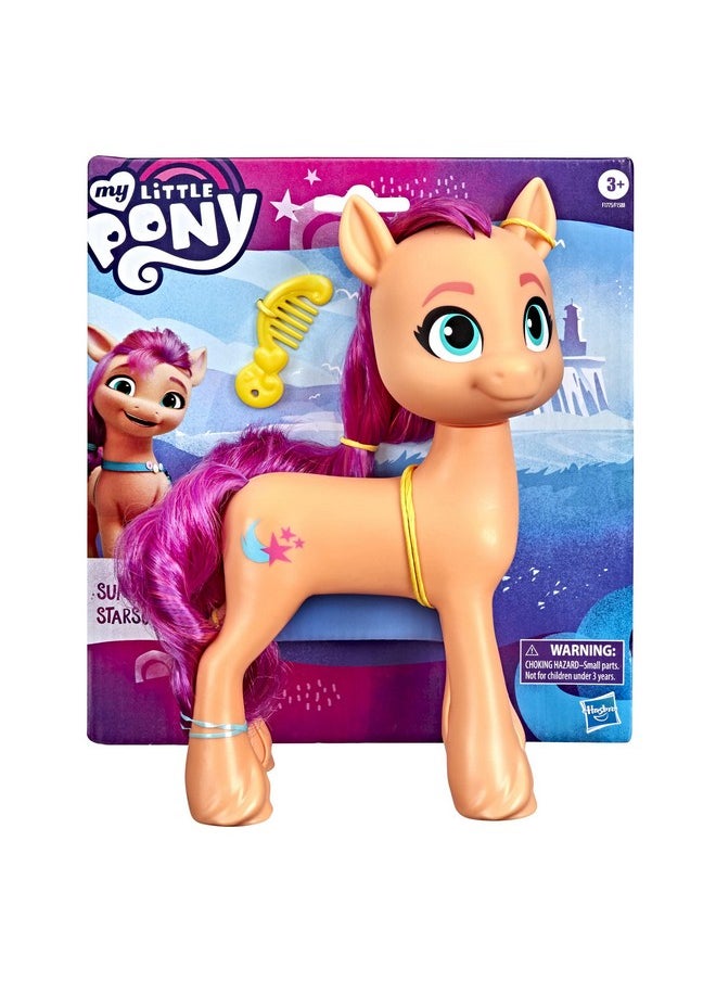 : A New Generation Mega Movie Friends Sunny Starscout - 8-Inch Orange Pony Figure With Comb, Toy For Kids Ages 3 And Up