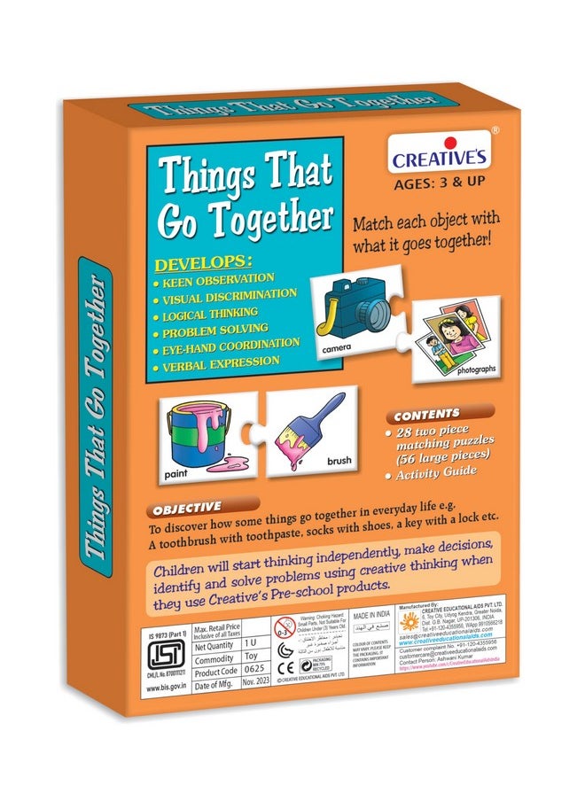 Things That Go Together | Pre-School Learning Puzzles | Educational Puzzles For Kids | Early Learning Puzzles | Eye-Hand Coordination | Ages 3 & Up