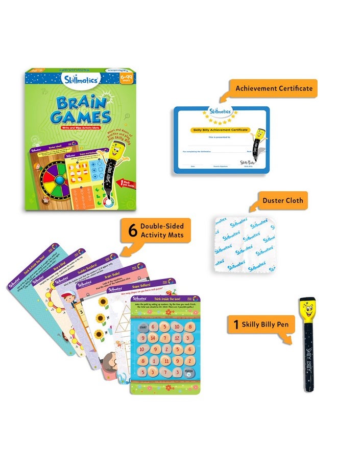 Educational Game - Brain Games, Reusable Activity Mats With Dry Erase Marker, Gifts, Travel Toy, Ages 6 And Up,For Kid