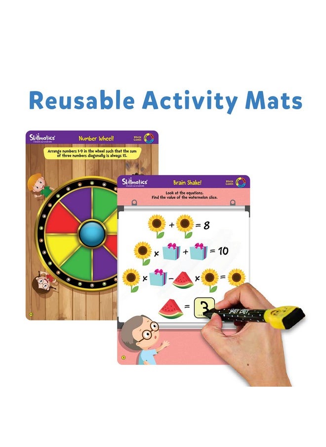 Educational Game - Brain Games, Reusable Activity Mats With Dry Erase Marker, Gifts, Travel Toy, Ages 6 And Up,For Kid