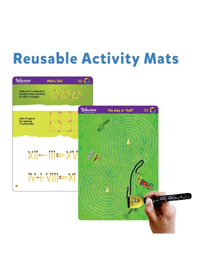 Educational Game - Brain Games, Reusable Activity Mats With Dry Erase Marker, Gifts, Travel Toy, Ages 6 And Up,For Kid