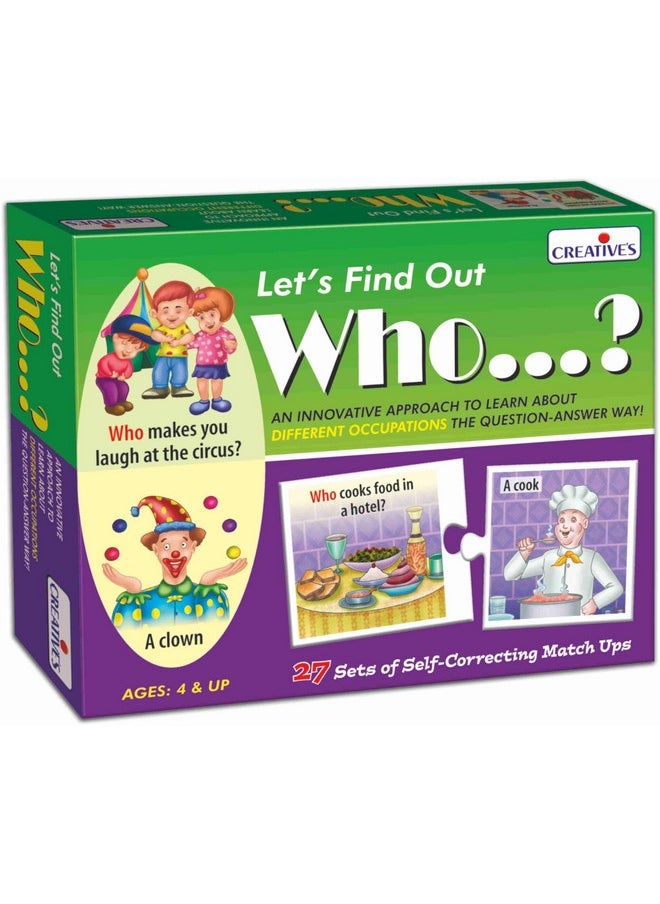 Let'S Find Out-Who | Wh Question Series | Self-Correcting Match Ups Game | Who Is The Part Of What, When, Where, Why, How Series | Learning Educational Puzzles | Game For Ages 4 & Up