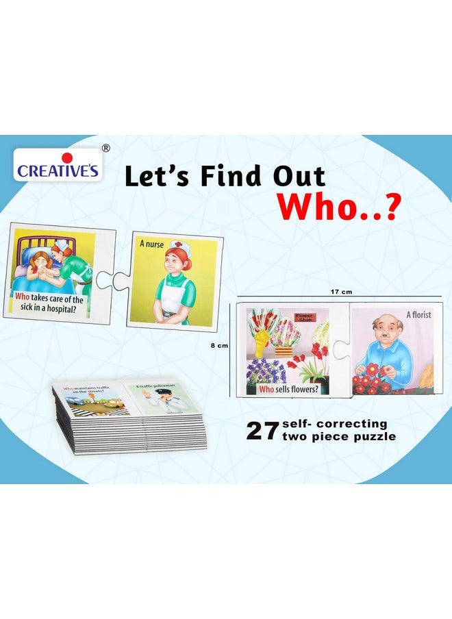 Let'S Find Out-Who | Wh Question Series | Self-Correcting Match Ups Game | Who Is The Part Of What, When, Where, Why, How Series | Learning Educational Puzzles | Game For Ages 4 & Up