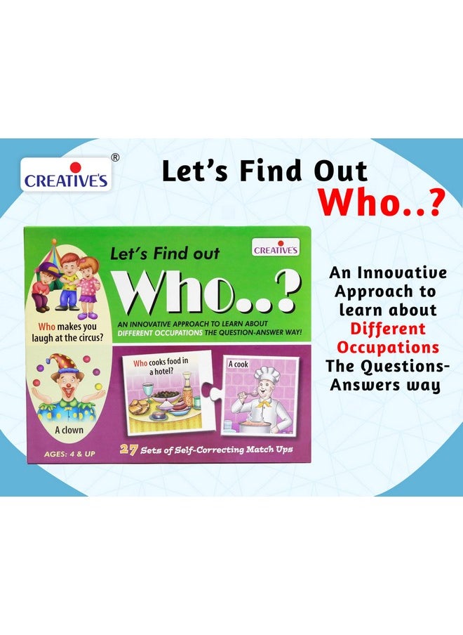 Let'S Find Out-Who | Wh Question Series | Self-Correcting Match Ups Game | Who Is The Part Of What, When, Where, Why, How Series | Learning Educational Puzzles | Game For Ages 4 & Up