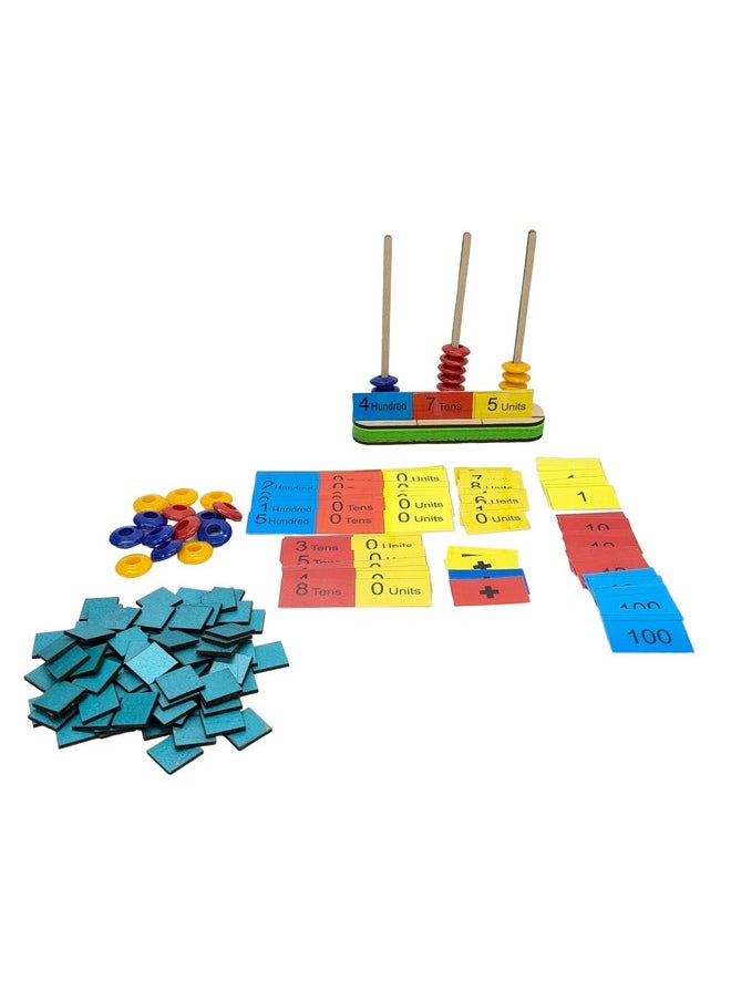 Wooden Place Value Abacus And Number Expansion Cards. For Conceptual Learning Of Number Sense, Addition, Subtractions Concepts, Kids