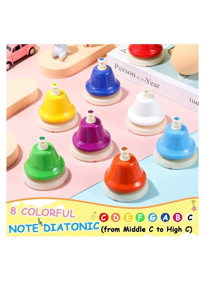 Desk Bells for Kids, 8 Notes Diatonic Colorful Metal Hand Bells Set, Percussion Musical Instrument, Great Holiday Birthday Gift for Children