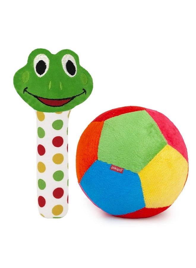 Soft Ball (Small, 11Cm) And Froggy Face Soft Rattle Combo