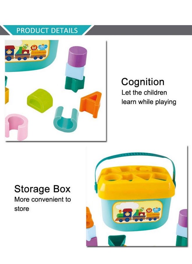 Baby First Blocks Activity Toys Sorter Baby And Toddler Toy Abcd Learning Shape Alphabets Storage Bucket Toys Sorting Game Developmental Educational Toy Children 16 Building Blocks