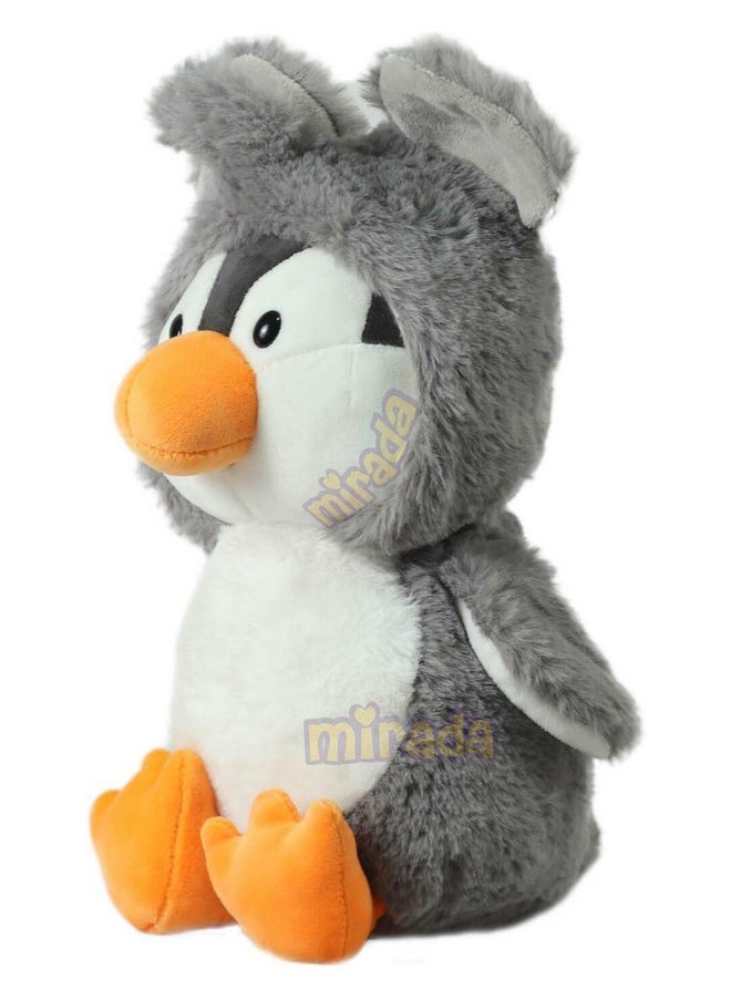 Cute Grey Penguin Soft Toy For Girls/Kids | Huggable Hoodie Penguin Soft Toy | Stuffed Plush Animal | Ideal For Birthdays & Special Occasions - 25Cm