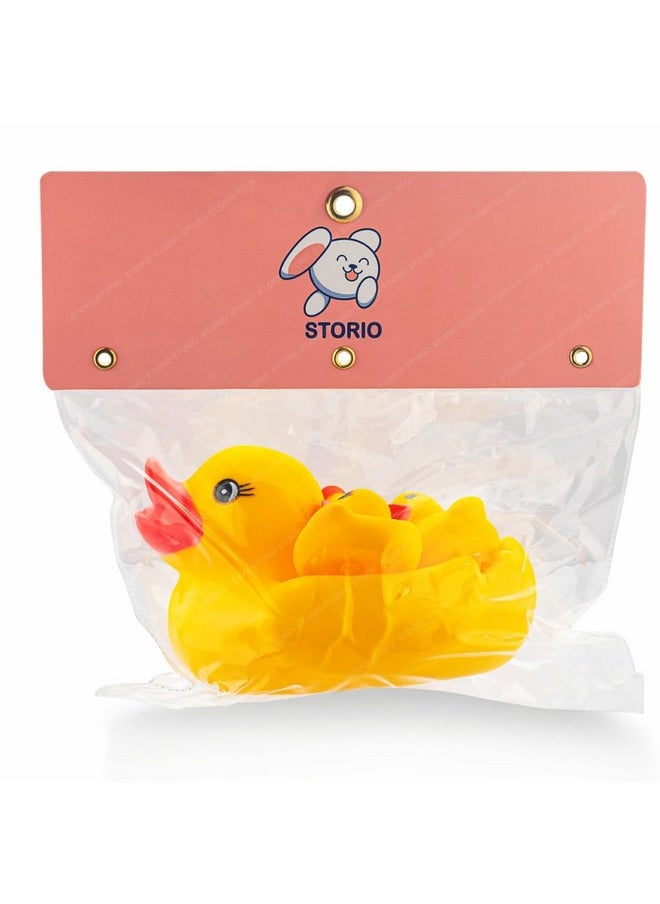 Super Cute Duck Family Animals Swimming Water Toys Non-Toxic,Bpa Free Colorful Soft Rubber Float Squeeze Sound Squeaky Bathing Toy For Baby Chu Chu Toy Set Of 4 (1 Duck + 3 Ducklings)