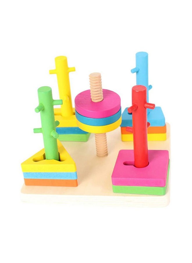 Wooden Shape Sorting & Stacking Toys For Toddlers, Montessori Color Recognition Stacker, Early Educational Blocks Puzzles 1-3 Years Old Age Boys And Girls (5 Shapes)