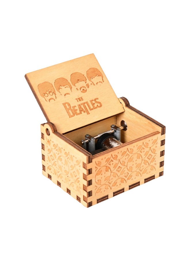 Beatles Music Box Hand Crank Musical Box Beatles Theme Carved Wooden Music Boxes Gift For Kids Friends Family Musical Box The Beatles Rock Band Musicbox