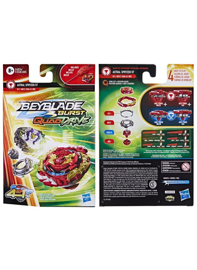 Burst Quaddrive Astral Spryzen S7 - Bey Blade Spinning Top Starter Pack Toy, Beyblade Battling Game Top Toy With Launcher For Kids Ages 8+, Original Beyblade By Hasbro