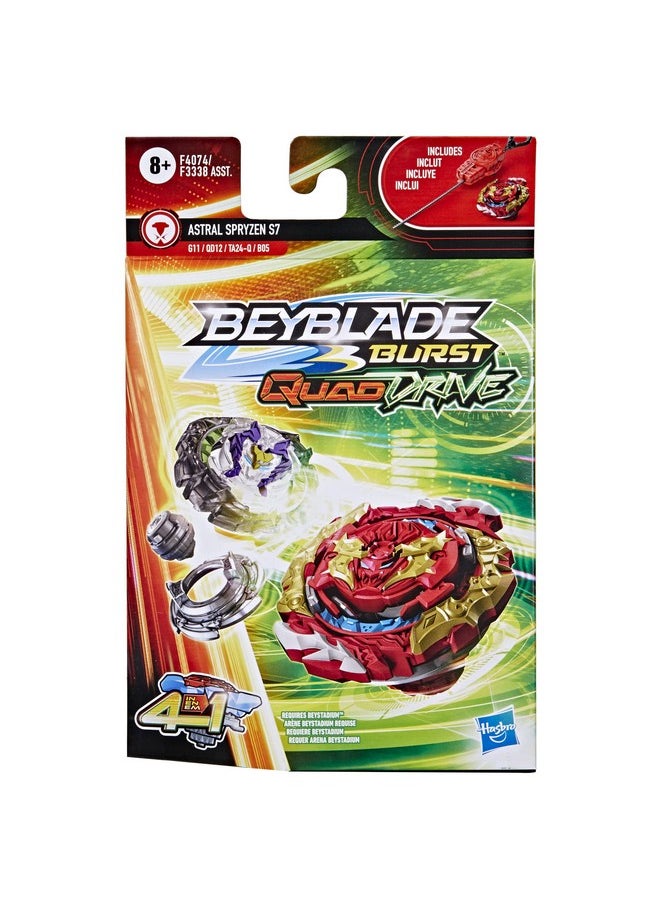 Burst Quaddrive Astral Spryzen S7 - Bey Blade Spinning Top Starter Pack Toy, Beyblade Battling Game Top Toy With Launcher For Kids Ages 8+, Original Beyblade By Hasbro