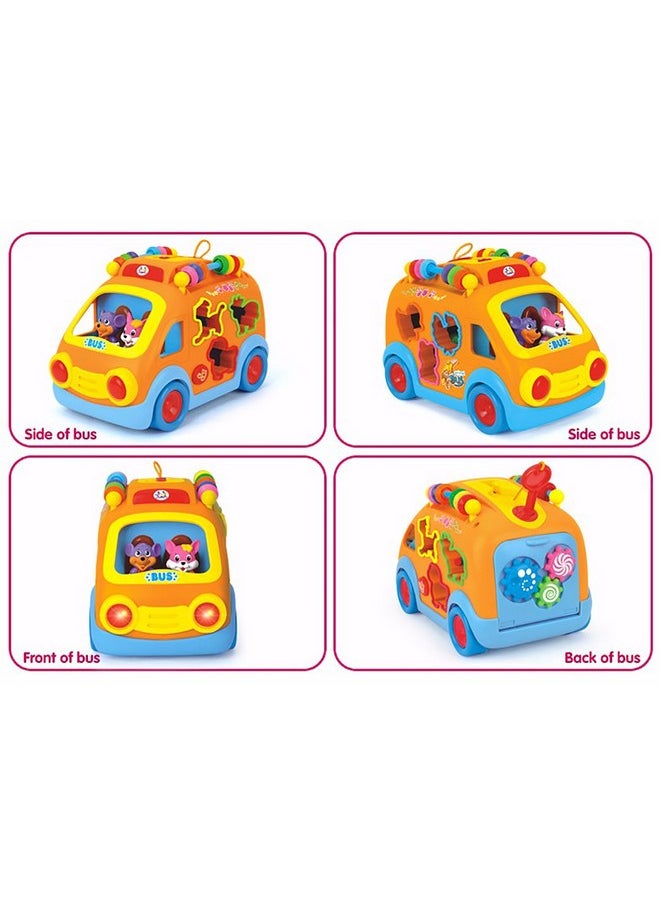 Innovative Vehicle Happy Bus Toy With Music&Lights&Blocks Learning Educational Toy,Multi