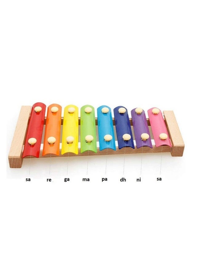 2 In 1 Wooden Blocks Puzzle Sorting And Stacking Socket Fishing Pole And Xylophone Toy - Early Education Learning Toy For Kids