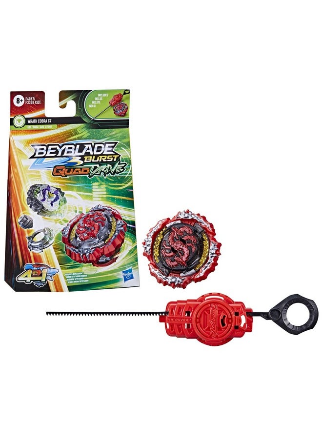 Burst Quaddrive Wrath Cobra C7 Spinning Top Starter Pack, Top Battling Game With Launcher For Boys And Girls, Toys For Kids Ages 8+