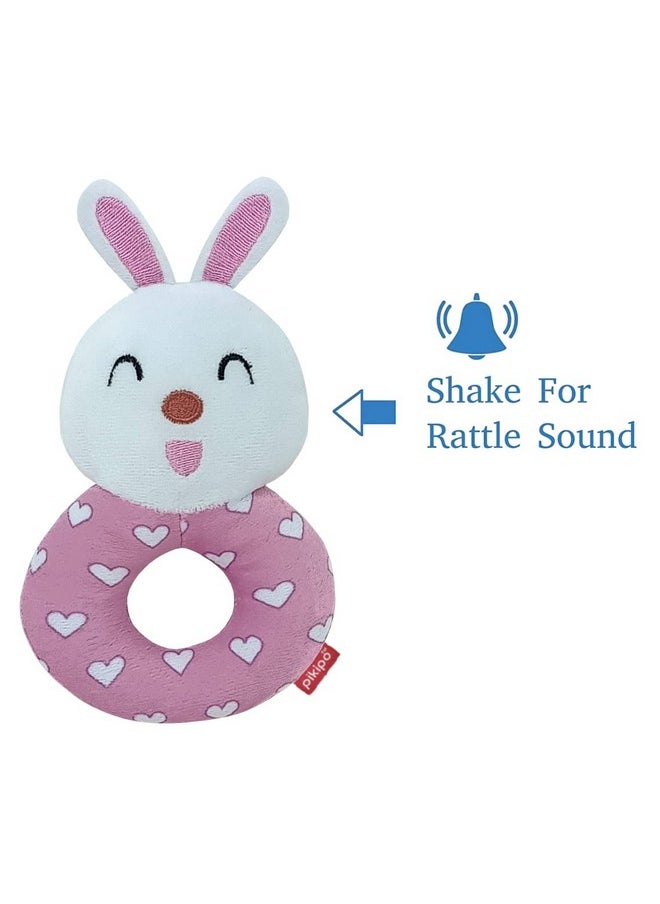 Super Saver Soft Polyester Toy For Infant Combo(3-In-1): Kitty Rattle, Bunny Rattle, And 11Cm Ball, Red