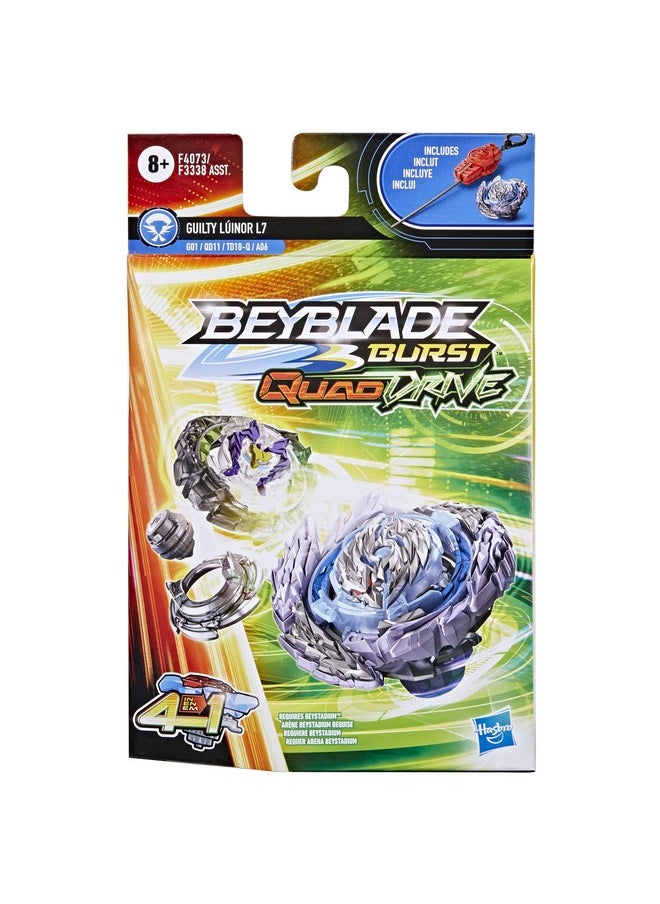 Burst Quaddrive Guilty Lúinor L7 - Bey Blade Spinning Top Starter Pack Toy, Beyblade Battling Game Top Toy With Launcher For Kids Ages 8+, Original Beyblade By Hasbro