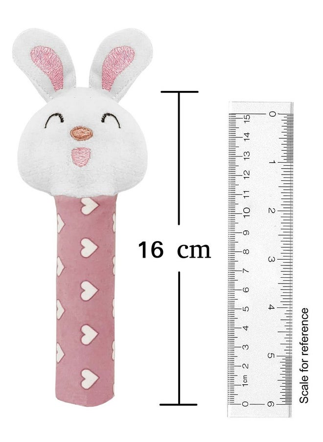 Soft Ball (Small, 11Cm) And Bunny Face Soft Rattle Combo - Polyester, Softball, Pink