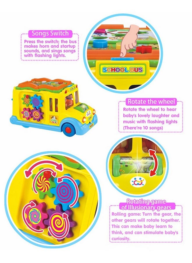 Baby Intellectual School Bus Activity Toy Vehicle With Music, Sounds, And Lights For Toddlers (Multicolor)